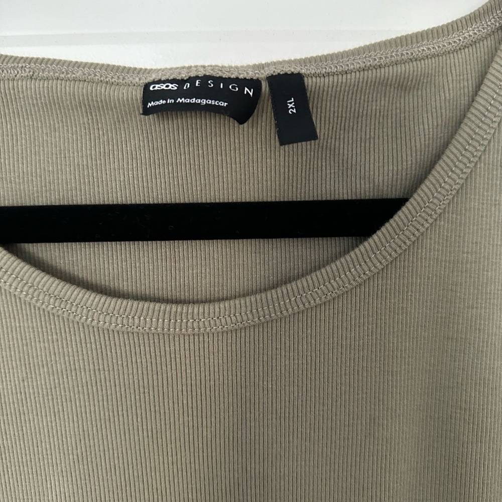 Olive Ribbed Tank Muscle Shirt - Picture 2 of 4